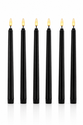 Flamlösa svarta kronljus 6-pack med LED-flamma