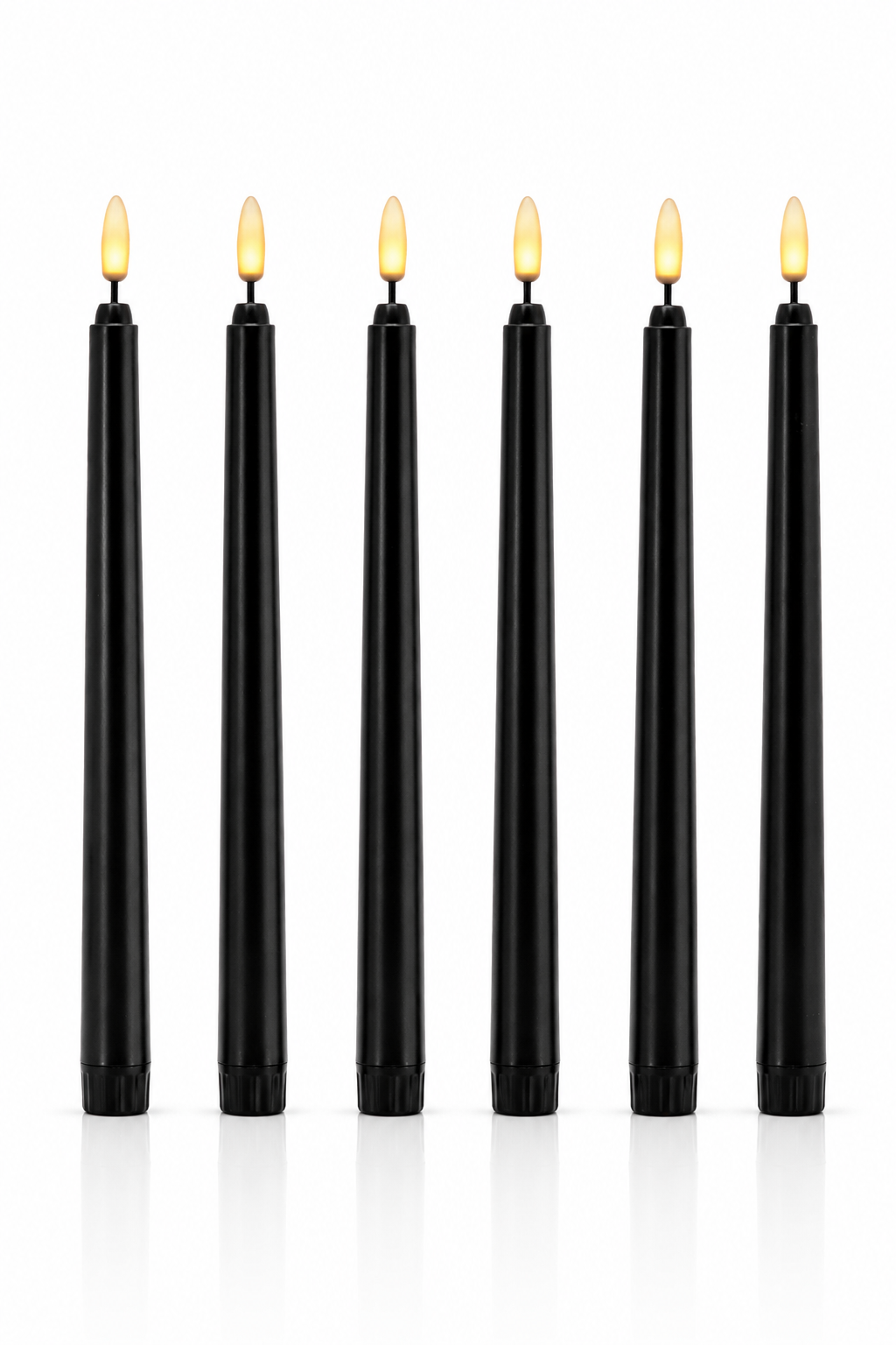 Flamlösa svarta kronljus 6-pack med LED-flamma