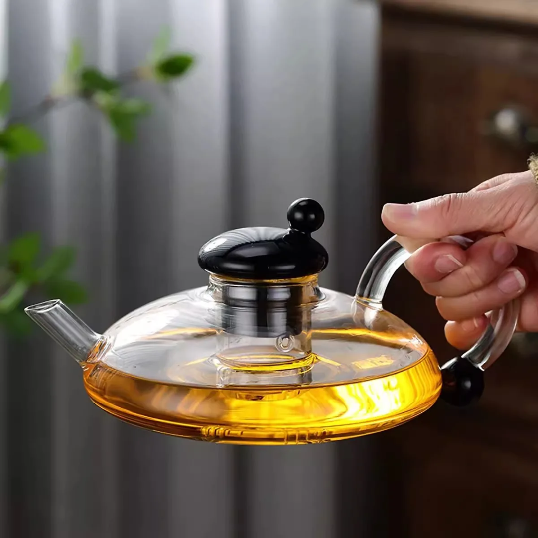 Rökglas Tekanna med Inbyggt Silfilter – Minimalistisk Design