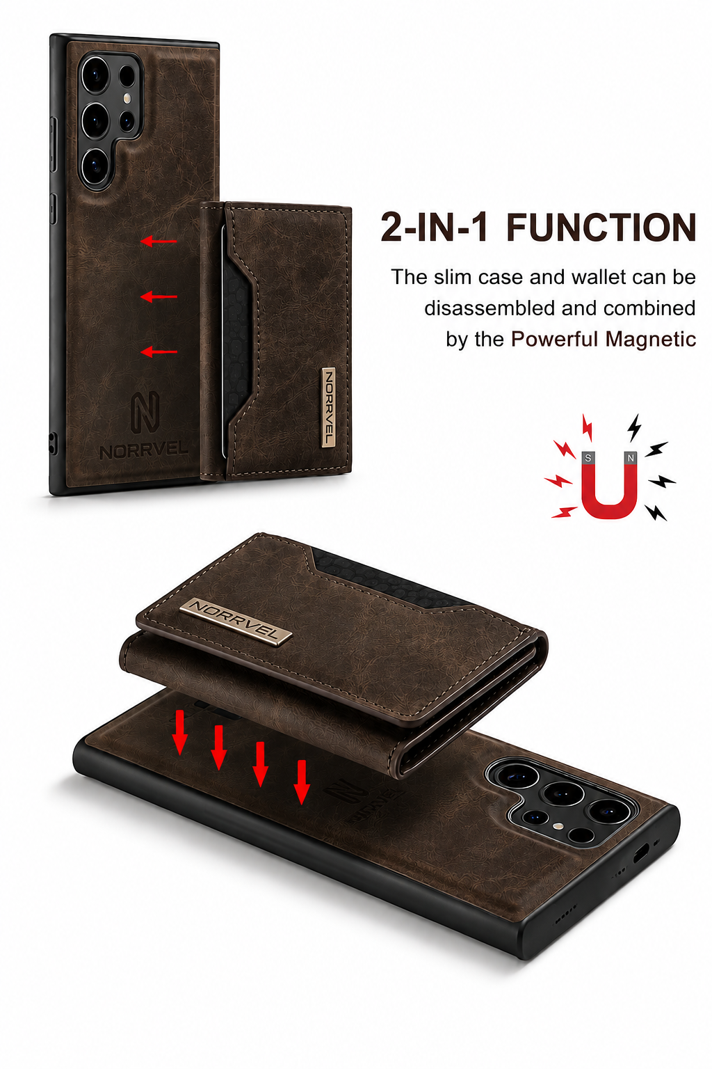 Samsung Galaxy Ultra Läderskal med Magnetisk Plånbok – 2-in-1 Espresso