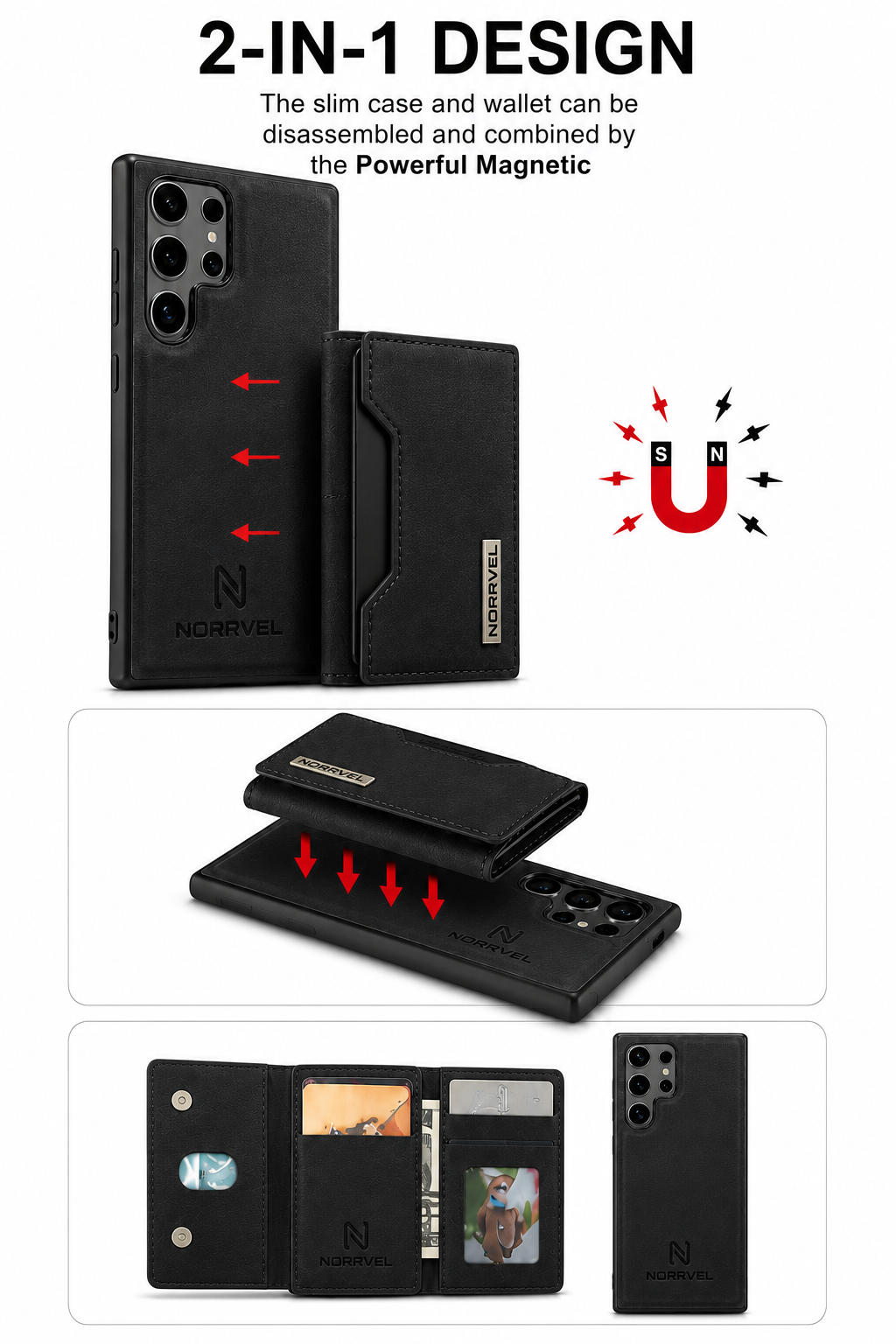 Samsung Galaxy Ultra Läderskal med Magnetisk Plånbok – 2-in-1