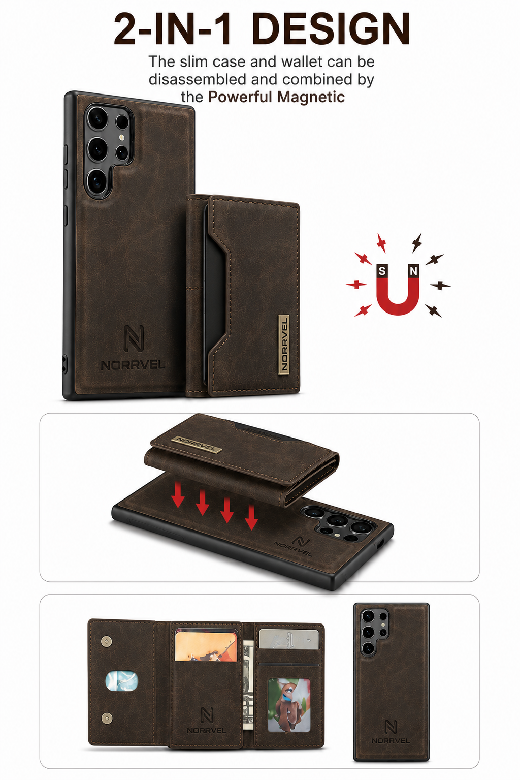 Samsung Galaxy Ultra Läderskal med Magnetisk Plånbok – 2-in-1 Espresso