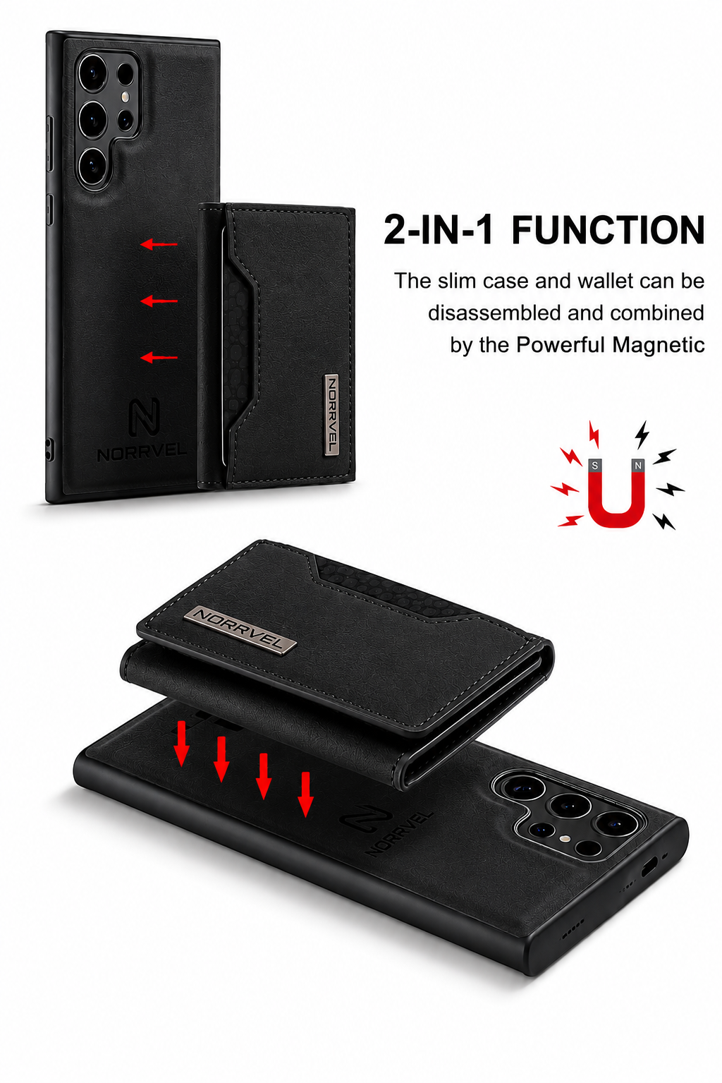 Samsung Galaxy Ultra Läderskal med Magnetisk Plånbok – 2-in-1