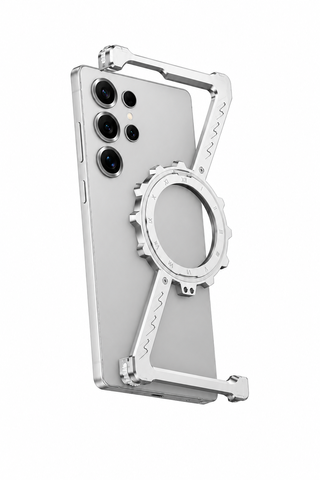 Samsung Galaxy Ultra Skal – Elektroplätering & Ihålig Bracket-design (Silver)